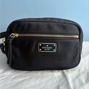 Kate Spade Black Belt Bag with Gold Zipper
